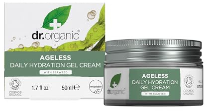 Dr Organic Ageless Tägliche Hydrationsgel-Creme mit organischem Seetang, Feine Linien, Falten, Natürlich, Vegan, Tierversuchsfrei, Paraben- & SLS-frei, Recycelt & Recyclebar, Zertifiziert Bio, 50ml