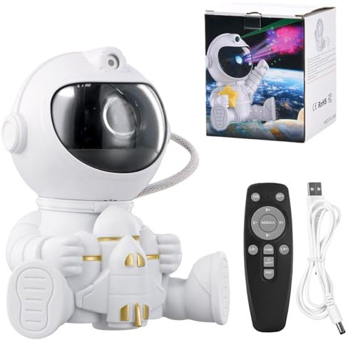 Bezavea Astronaut Galaxy Projector - 360° Adjustable Star Night Light with Remote Control, Nebula Ceiling Projection Lamp