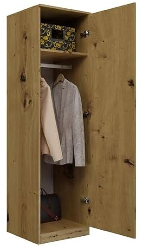 BDW SD-50 - Armario de 50 x 50 x 180 cm, 4 estantes, ideal para dormitorio, pasillo, habitación infantil o oficina, perchero (roble Artisan)