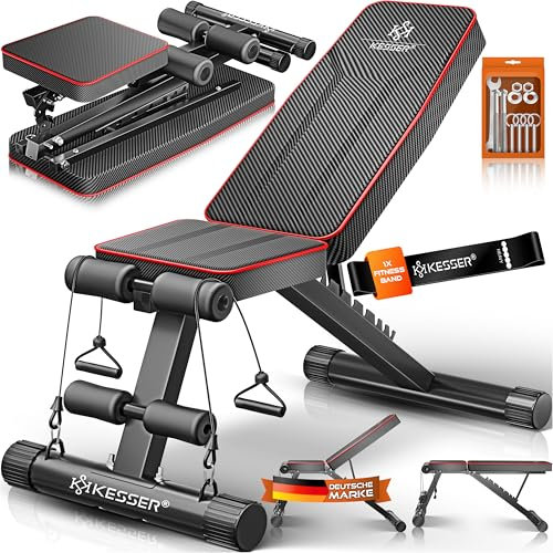 KESSER® Klappbare Hantelbank Multifunktionale Trainingsbank mit Rückenlehne 500kg Belastbarkeit | verstellbare Bank Fitnessgerät zum Bankdrücken | Ganzkörpertraining Schrägbank für Fitness & Training