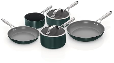 Ninja ZEROSTICK Ceramic Pro 5-Piece Pan Set, Scratch Resistant, Made PTFE-Free, All Hob Compatible, Green CW35000UKGN