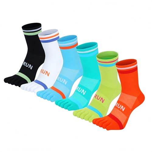 Calzini con Dita da Sportivi per Uomo Traspiranti Corsa Calze Running Sport Football Calzini Caviglia Atletici Traspirante 6 Paia (IT, Numero, 39, 46, Regular, Regular, Multicolore 1)