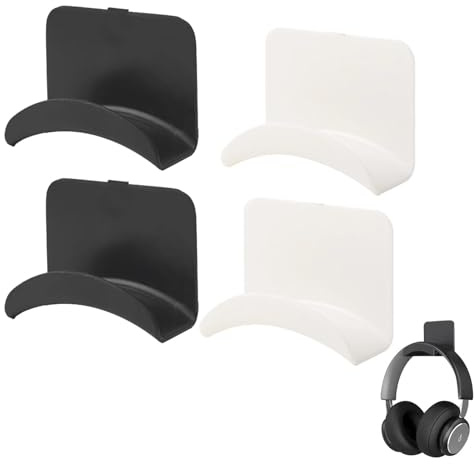 huoanpo 4PCS Universal Gaming Headset Stand, Kopfhörer Halterung Wand, Wandhalterung Kopfhörerhaken, Kopfhörerhalter, Geeignet für Mehrere Geräte, Wand, Tisch, Spielzubehör.(Schwarz + Weiß)