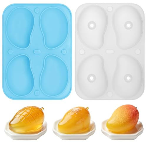 Confezione da 2, 4 cavità Stampo in silicone per budino di frutta e mango, stampi per frutta in silicone per dessert, torte, caramelle, gelatina, budino, mousse, decorazioni per torte
