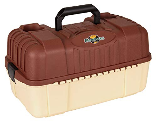 Flambeau Outdoors 2059 Hip Roof 7-Tray Fishing Tackle Box - Large Portable All-Weather Fishing Lure Organizer, 61 Compartments, Beige/Terracota Brown