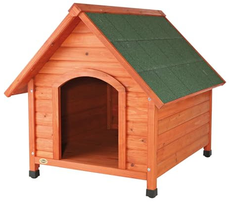 TRIXIE wetterfestes und frei justierbares Hundehaus natura Hundehütte Cottage Satteldach, M: 77 × 82 × 88 cm, braun- 39531