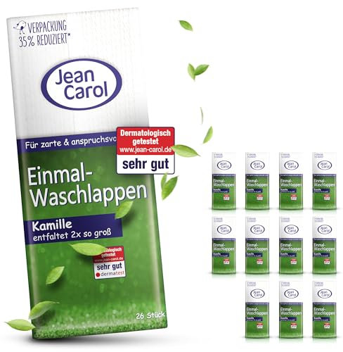 Jean Carol Einmal-Waschlappen Kamille, 12er Pack (12 x 26 Stück)