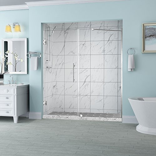 Aston SDR965EZ-SS-5822-10 Belmore Frameless Hinged Alcove Shower Door with StarCast Clear Glass, 57.25 to 58.25 x 72, Stainless Steel
