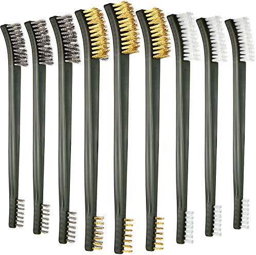 Patelai 9 Pcs Mini Wire Brush Set – Stainless Steel, Brass & Nylon – Rust Removal, Welding Slag, Automotive Parts Cleaning, Detail Scrub Brushes