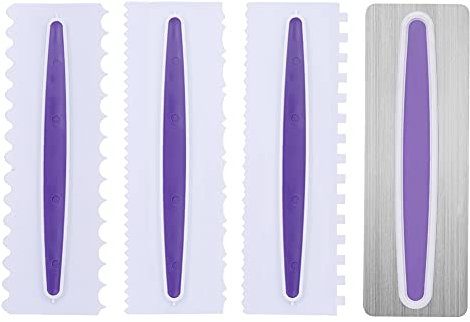 Ohok Espátula para fondant, 4 unidades, para tartas, hielo, alisar esquinas, con cortador de bordes afilados, herramienta para decoración de tartas