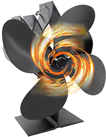 QSPORTPEAK Ventilateur Poele à Bois,4 Lames Alimenté par la Chaleur Ventilateur Cheminee pour Poêle à Bois/Cheminée/Gaz/Bûche/Poêle à Granulés,80℃ Démarrage Opération Silencieuse