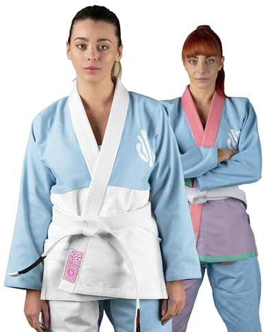 Sanabul Easter Egg BJJ Gi for Women Premium Brazilian Jiu Jitsu Gi for Women - Scrambled (Blue/White), W4