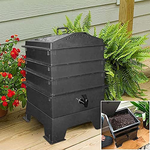 Bidone per Compostiera da Giardino, Bidone per Compostiera a Quattro Piani, Contenitori per Riciclaggio di Composti per Esterni, Compostaggio Semplice per Convertire Facilmente i Rifiuti da Giardino