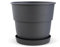 Plastard Blumentopf Milano 26 cm Durchmesser mit passenden Untersetzer Farbe Anthrazit Übertopf Blumenkübel für Garten Balkon Terrasse Pflanztopf