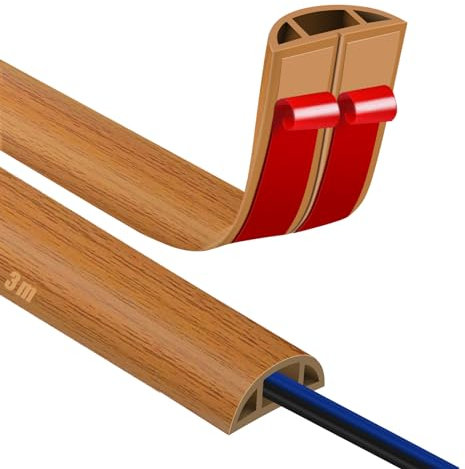 Floor Cable Cover Wire Cover 3m Self Adhesive Cable Floor Protect Cord & Prevent Trip Hazards Cord Protector for Office Home Factories Garages Wall Outdoor