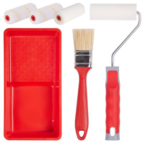FOLTAPE Farbroller Set 10 cm – Präzise Malerrolle & Moltopren Schaumstoffrolle für Emulsions und Ölfarben - Ergonomischer und Langlebig Griff - mit Farbwanne - Malerset für Wand und Deckenmalerei