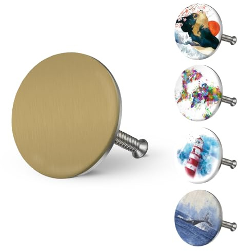 arteneur® - Badewannenstöpsel Universal Gold Matt | Dreifach Dichtung | Verstellbar | Rostfrei | Extra Schwer für stabilen Halt | Stöpsel Badewanne Zubehör