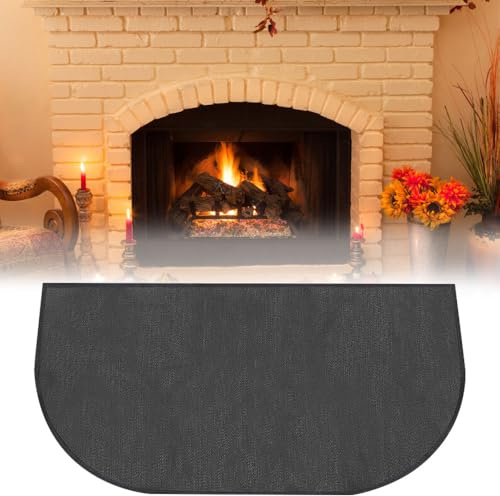 Vmxlso Tappeto Ignifugo per Camino, 102 x 50 Cm Tappetino Ignifugo per Camino, Mezzo Rotondo Tappeto Ignifugo per Camino Parquet, per Focolare Protegge i Pavimenti Dalle Scintille di Braci