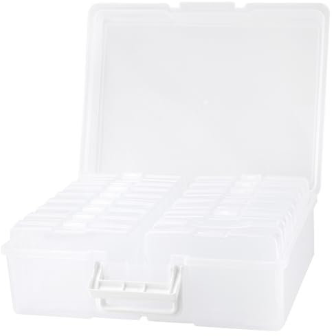 MUNGHOK Scatola fotografica 4 × 6 pollici, formato foto organizer con 16 scatole interne, in plastica, porta foto per cartoline, foto, artigianato, adesivi, gioielli