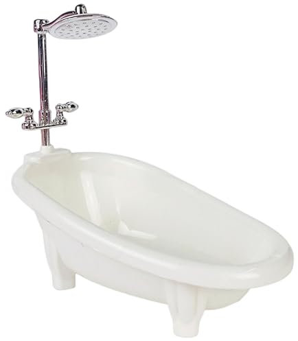 Wedhapy Puppenhaus-Badewanne mit Duschkopf DIY-Simulation dekorative Miniatur-Badewanne für Kinder Rollenspiel Puppenbadewanne Puppenhaus-Zubehör