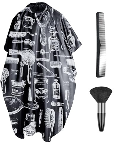 LOPHE Capas de Peluquería, Capa de Peluquería, Impermeable Capa de Peluquería con Cepillo y Peineta, Capas de Barbero para Uso en Estudio y Hogar, C