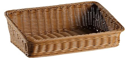Cestino Di Vimini In Pendenza Rettangolare - Rattan Rettangolare Tessuto A Mano | Cestino Di Vimini | Cesto Di Stoccaggio Poli Per Cucina, Tavolo | Picnic Cosmetic Storage Box | Forniture Per La Cucin