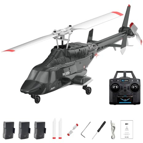SOLIAXDIY RC ERA A61 elicottero radiocomandato – 4 canali Flying Wolf Monrotore RC Elicottero con altezza fissa di galleggiamento, scala 1:52 aereo militare RTF per principianti
