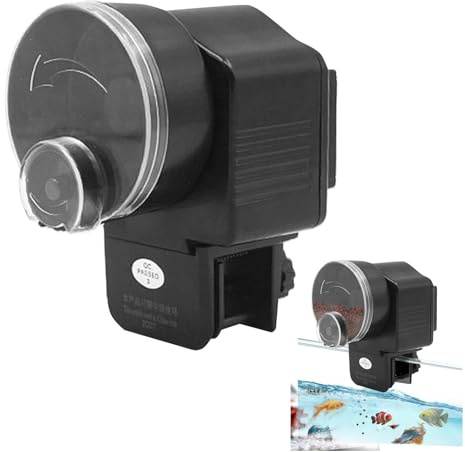 Comedero automático para acuario, 60 ml, comedero automático para peces con temporizador, dispensador de alimentos para peces ajustable para pellets y tiras, para acuarios Grosor del cristal de menos
