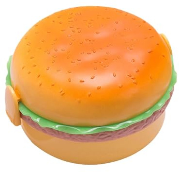 BOKIOESDE Bärbar söt hamburgerformad snackslåda, härlig uppmuntrar till hälsosam kost i barnmatbehållare med snäppspänne, bentolåda för barn,