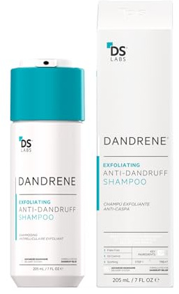 DS Laboratories Dandrene Champú Exfoliante Anticaspa 205 ml | Dermatológicamente Formulado para Caspa y para el Cuidado del Cuero Cabelludo | Limpieza Profunda con Carbón Activado | 100% Vegano