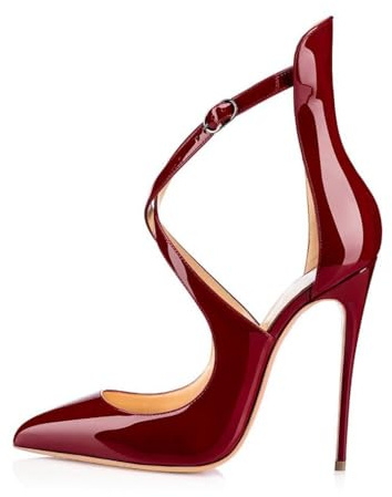 EDEFS - Scarpe con Tacco Donna - con Cinturino alla Caviglia - Alto - Grande Taglia Scarpe Bordeaux Taglia EU38