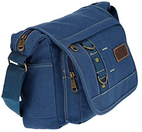 Christian Wippermann Handtasche Damen Umhängetasche - Hochwertig, Strapazierfähig, Wasserfest, Mittelgroß 25x23x10-12 cm - Klettverschluss, Reißverschlüsse - Crossbody Schultertasche - Blau