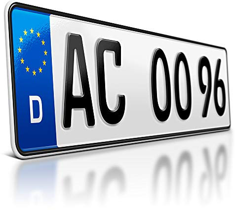 schildEVO 1 Kfz Kennzeichen | 460 x 110 mm | DIN-Zertifiziert – individuelles EU Wunschkennzeichen | PKW Nummernschild | kurzes Autokennzeichen | Auto-Schild | Fahrradträger & Anhänger | DHL-Versand