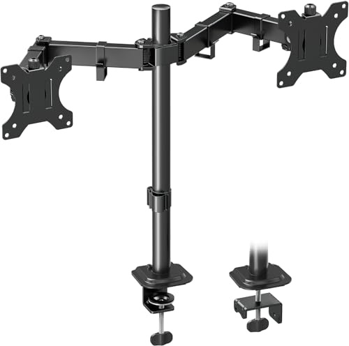 MOUNTUP Dual Monitor Stand, Adjustable Monitor Arm Desk Mount for 13-32 Inch Screens, Double Arm with Tilt Swivel Rotate, VESA: 75x75mm & 100x100mm, EU0002