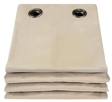 Moondream DecibelControl™ 3-in-1 Soundproof Curtain | Noise Reduction | Thermal Insulation | 100% Blackout | Patented Technology | Velvet | Grommet | 52 W x 84 L | Beige - Darjeeling MC15
