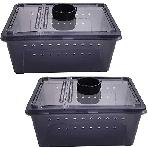 kathson Portable Reptile Terrarium Habitat for Mini Pet Houses (Black)