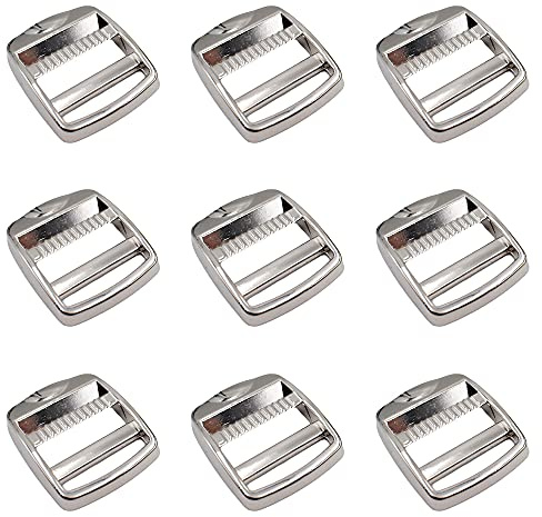 Nifocc 10 st metallstege, låsspänne, skjutreglage, justerbar vävrem, frigöringsspännen, justerbart zinklegerat spänne för ryggsäck, remtillbehör, 1 tum, 25 mm, silver