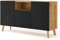 BIM Furniture Homlando Kommode LUXI 3D 146 cm Eiche Artisan, Fronten schwarz matt gefräst MDF, Beine aus Massivholz, Sideboard Highboard Schrank, 3 Türen