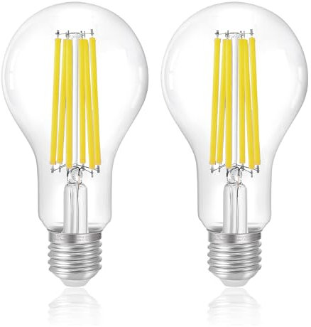 FLSNT LED Edison Glühbirne E27, A70 LED Filament Lampe 3452 Lumen Super Hell, 18W(Ersetzt 200W), 5000K Tageslicht, nicht dimmbar, Klar Glas, 2 Stück