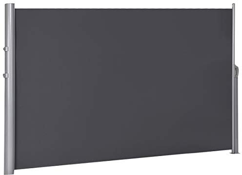 COSTWAY Retractable Side Awning, 300/600 x 160/180cm (LxH) Aluminium Outdoor Privacy Screen with Handle, Wind Protection Waterproof Sun Shade Blind Divider for Garden PatioTerrace (300x160cm, Grey)