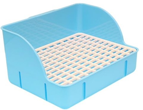 JISADER Caja de Arena para Conejos, Bandeja de Arena esquinera, Jaula para Inodoro, Caja de Cama, Inodoro para Mascotas para Hurones y, Malla de PP Azul