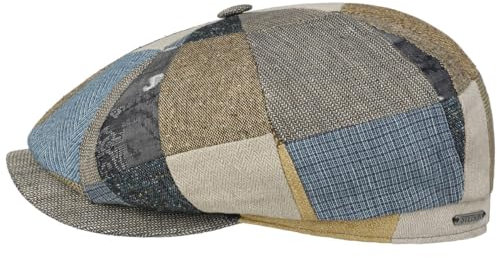 Stetson Hatteras Fresh Patchwork Flatcap - Schirmmütze - Dynamisches Design - Made in The EU - Frühjahr/Sommer - Herren blau-beige XXL (62-63 cm)