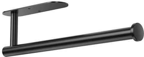 Auxmir Kitchen Roll Holder Under Cabinet, Self Adhesive Paper Towel Holder, Stainless Steel Wall-Mounted Towel Rack, Napkins Tissue Storage Hook for Pantry, Kitchen, Bathroom, Black