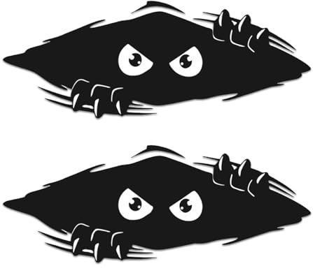 2 Stück Monster Sticker, 3D Peeking Monster Cartoon Auto Aufkleber, Wasserdicht Autoaufkleber, Graffiti Sticker,für Motorrad Helm Fenster Wand Laptops Voyeurismus Augen Aufkleber(Schwarz)