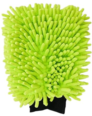 Guanto da bagno per il lavaggio di automobili, in microfibra per lavaggio auto, prodotti per la cura esterna con ventose doppie, imbottitura morbida in ciniglia, colore verde