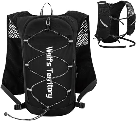 TRIWONDER Zaino da Corsa Leggero 5L, Zaino Trail Running Uomo Donna, Strisce Riflettenti 360° Rete 3D Traspirante per Running Ciclismo Trekking (B - Nero)