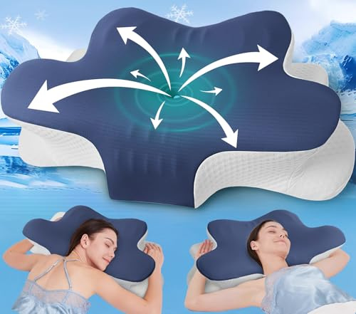 Hydomi Cervical Memory Foam Pillow for Neck and Shoulder Pain-Adjustable Orthopedic Pillow with Armrest Design-Bed Pillow with Cooling Washable Cover for Side, Back & Stomach Sleep