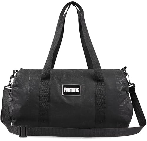 Fortnite Bolsa Deporte Niño y Adolescentes con Correa Ajustable 14.2L, Bolsa de Viaje Negro, Ideal para Colegio, Gimnasio, Regalo Gamer