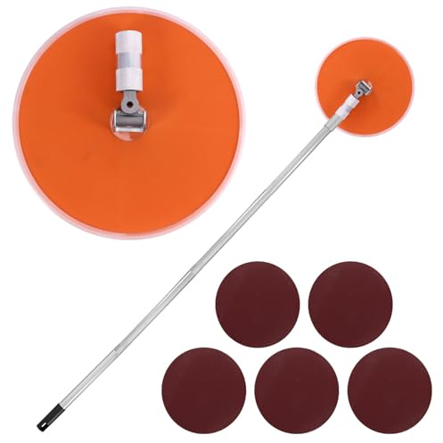 Brazal 9'' Drywall Pole Sander, Drywall Polishing Sanding Tool with Adjustable Extension Pole, 360°Rotation Hand Wall Sanding Tool, + 5pcs Sanding Sheet (80, 120, 150, 180, 240 Grit) for Wall Ceiling