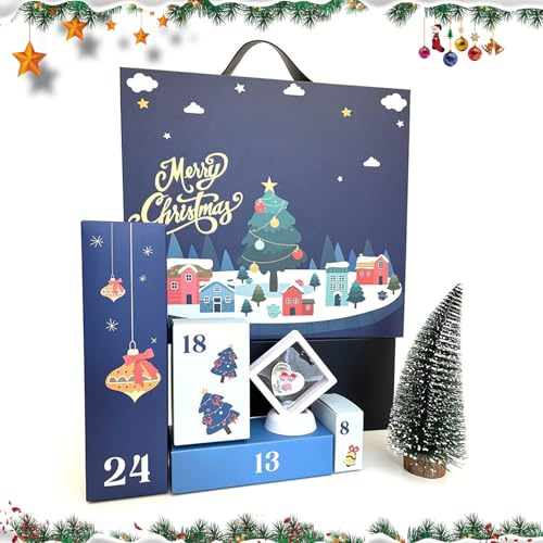 Hitburu Calendario Avvento | Scatola Per Calendario Di Natale 24 Giorni - Scompartimenti Vuoti Ricaricabili | Per Adolescenti Adulti Bambini Festa Compleanno Halloween